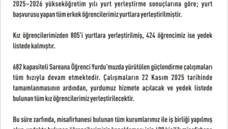 Elazığ’da yurt yerleştirme sonuçları açıklandı, kız öğrenciler için geçici konaklama imkanı sağlandı